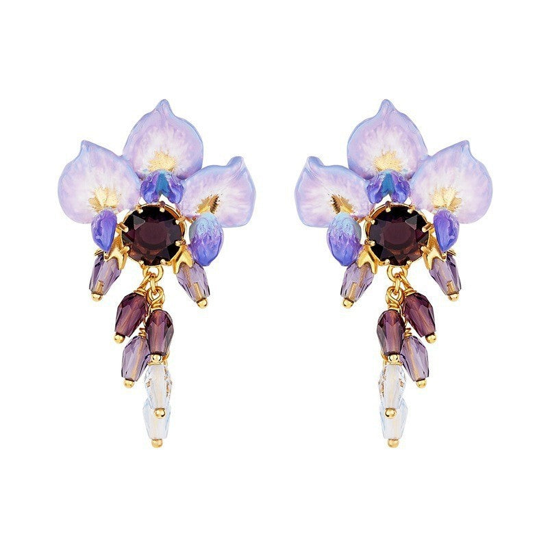 Wisteria Flower Ear Stud Necklace Special Interest Light Luxury Accessories