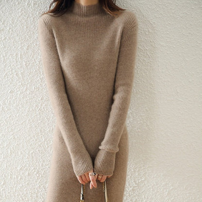 Cashmere Dress Slim-fit Sheath Long Knitted Wool Dress