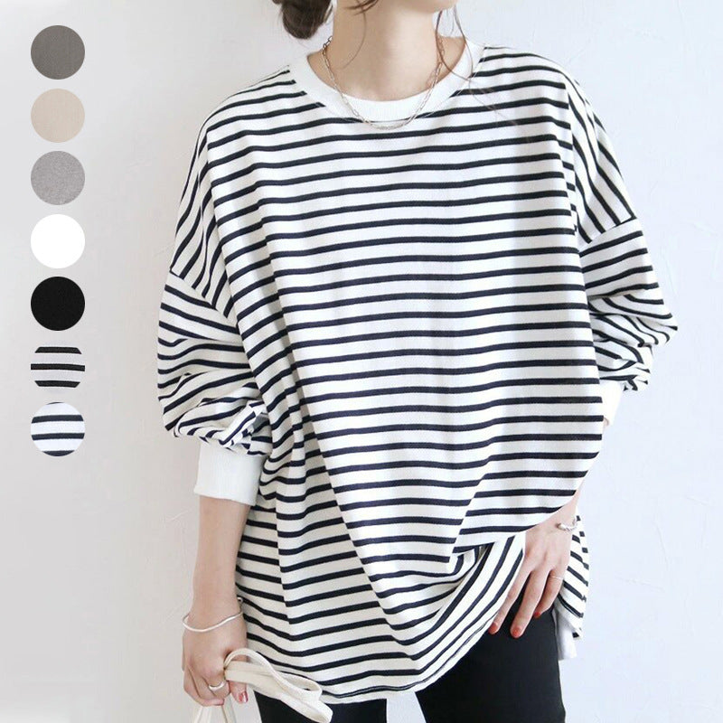 Women's Striped Sweater Loose Cotton