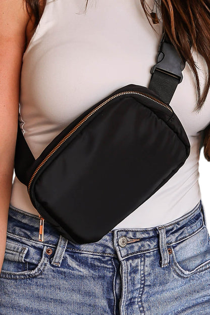 Bolso cruzado de pecho con cremallera impermeable negro 20*5*14cm