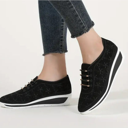 Zapatos casuales con cordones y cuña para mujer