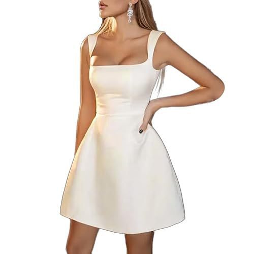 Women's Simple And Short Wedding Dress A- Line Satin Dress