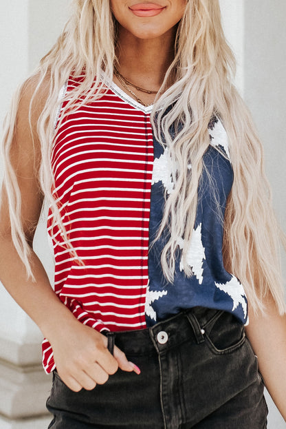 Fiery Red American Flag Stars and Stripes Tank Top