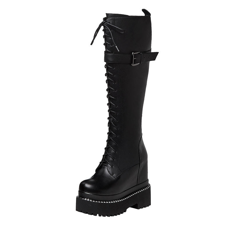 Botas Martin negras con interior elevado, tacón súper alto de 12cm para mujer 