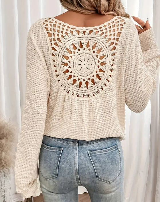 Women's V-neck Solid Color Fashion Knitted Blouse