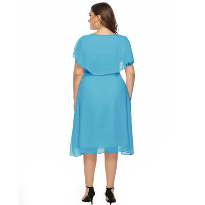 European And American Elegant Chiffon Plus Size Dress