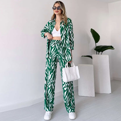 Women's Fashion Casual Loose Long Sleeve Trousers Suit