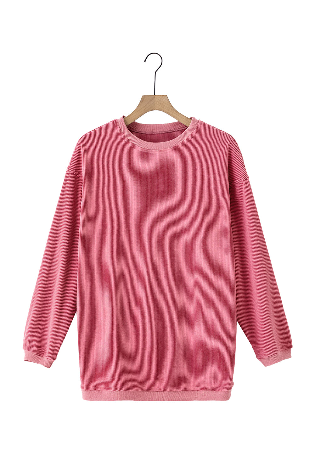 Sweat-shirt surdimensionné côtelé rose fraise