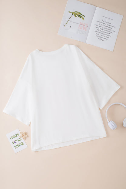 Moonlight Jade Colorblock Star Patched Half Sleeve Oversized Tee