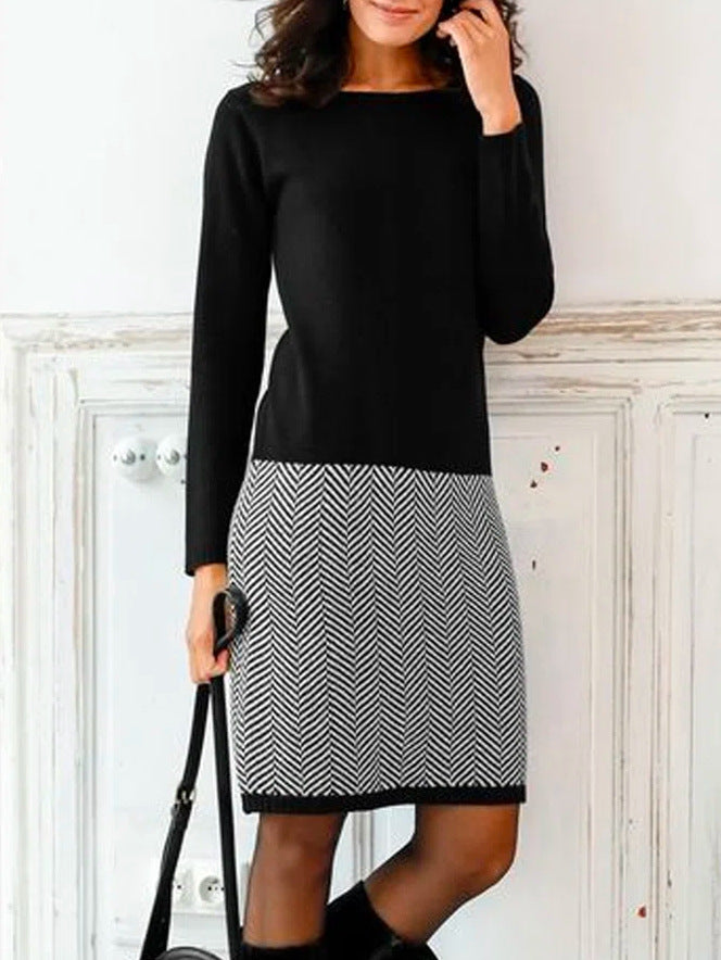 Women's Fashion Houndstooth Slim Base Dress