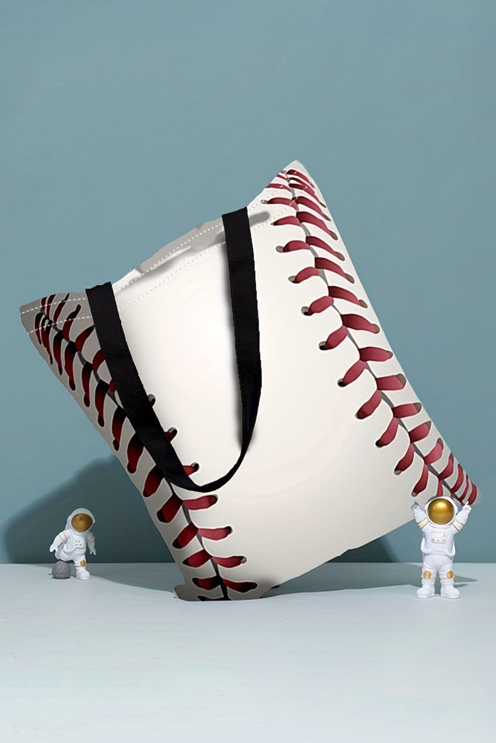 Sac fourre-tout en toile imprimé baseball blanc 34*2*31 cm