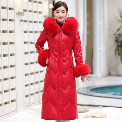 Women's Fashion Fox Fur Collar Hooded Jacket