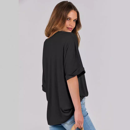 Pull ample à manches courtes pour femme