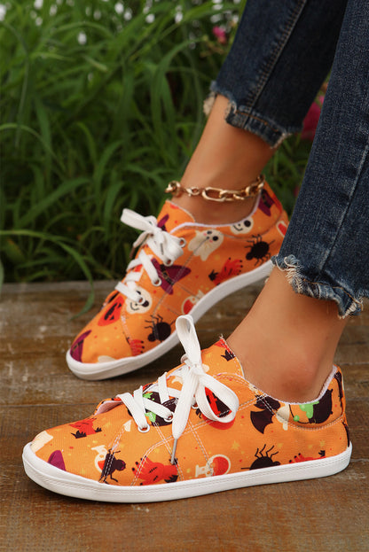 Zapatillas de deporte naranja rojizo Halloween Ghouls &amp; Pumpkin