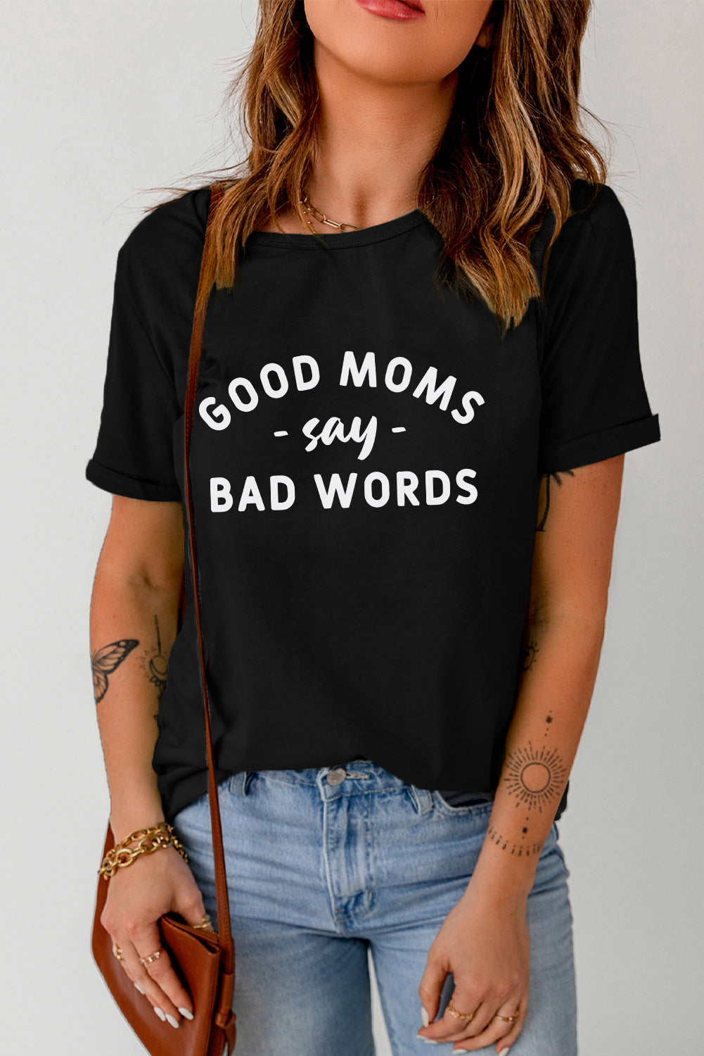 Camiseta gráfica con estampado de letras casual negra