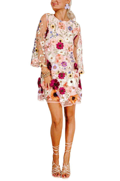 Women's Three-dimensional Flowers Fashion Short Dress