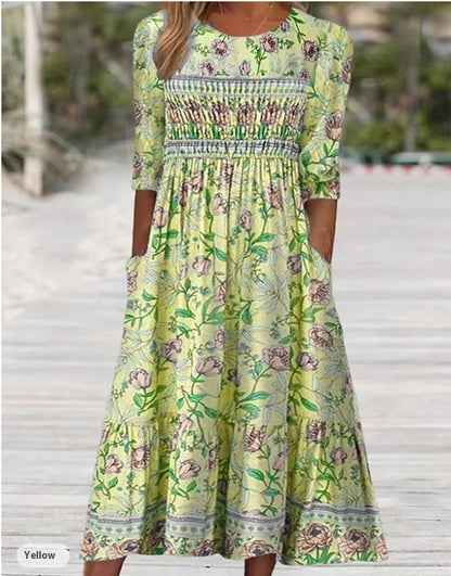 Vestido delgado de moda estampado de verano de estilo étnico