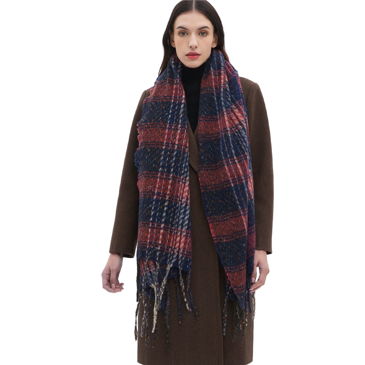 European And American Men's And Women's Plaid Tassel Scarf