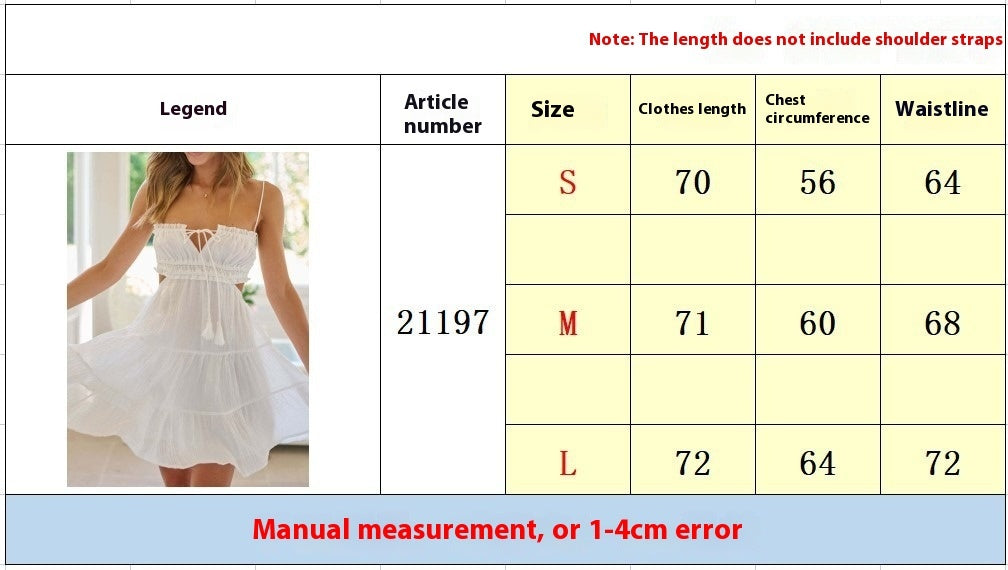 Women's Clothing Sling Hollow Out Tied Backless Large Swing Dress