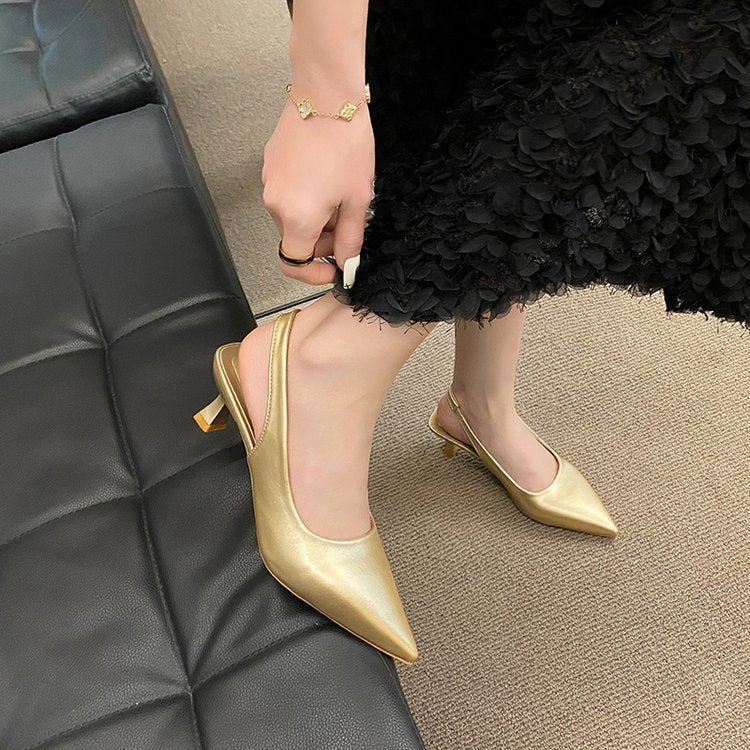 Women's Pointed Toe Mid Heel Elastic Sleeve High Heels