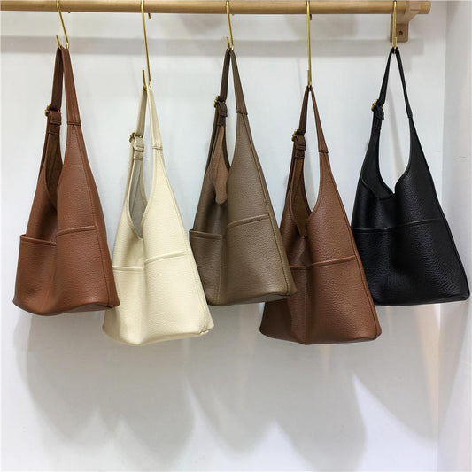 Sac fourre-tout Simple et facile à assortir, sac à bandoulière en cuir souple de grande capacité