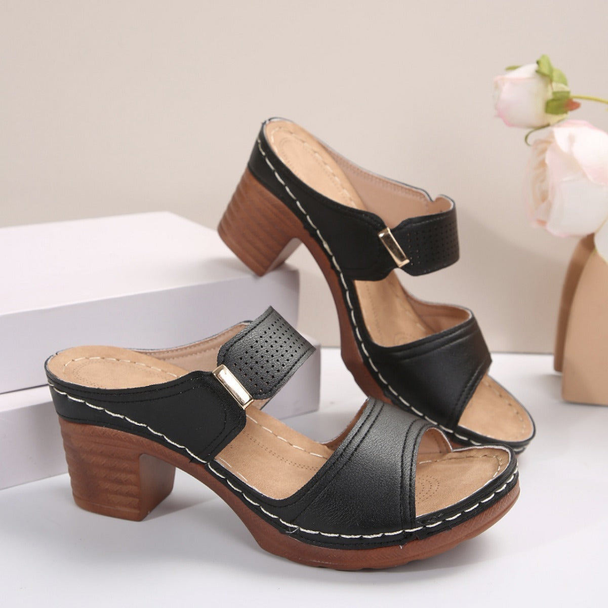 Women's Casual Anti Slip Thick Soled High Heel Sandals