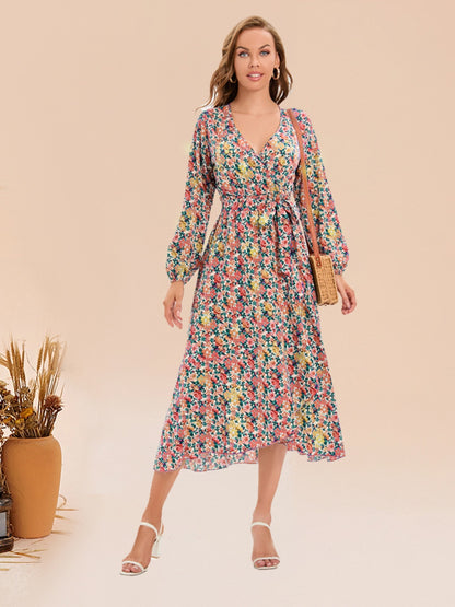 Robe à manches longues et surplis imprimé pleine taille