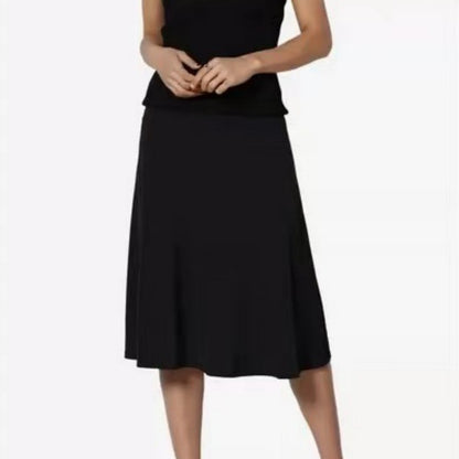 Women's Flared Elastic Midi Skirt High Waist Skirt