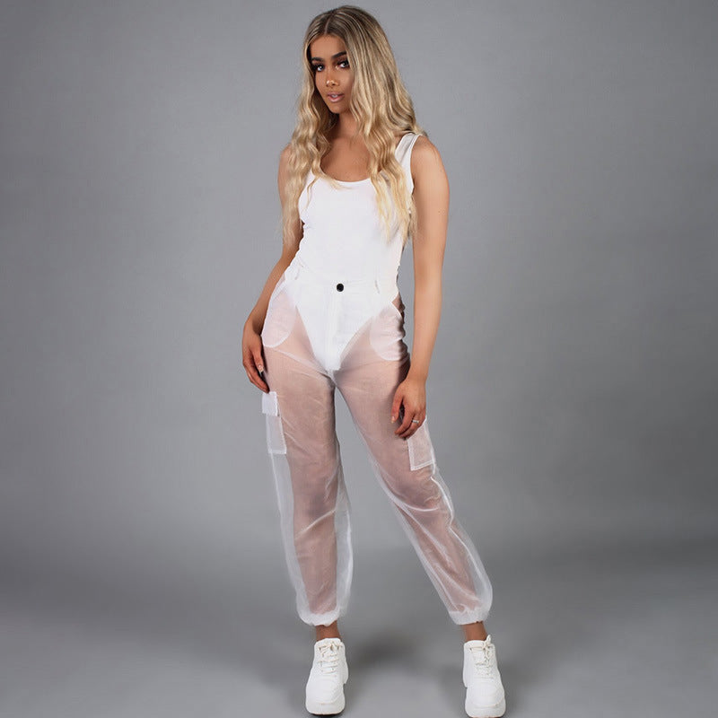 Women's Clothing Mesh See-through Baggy Pants