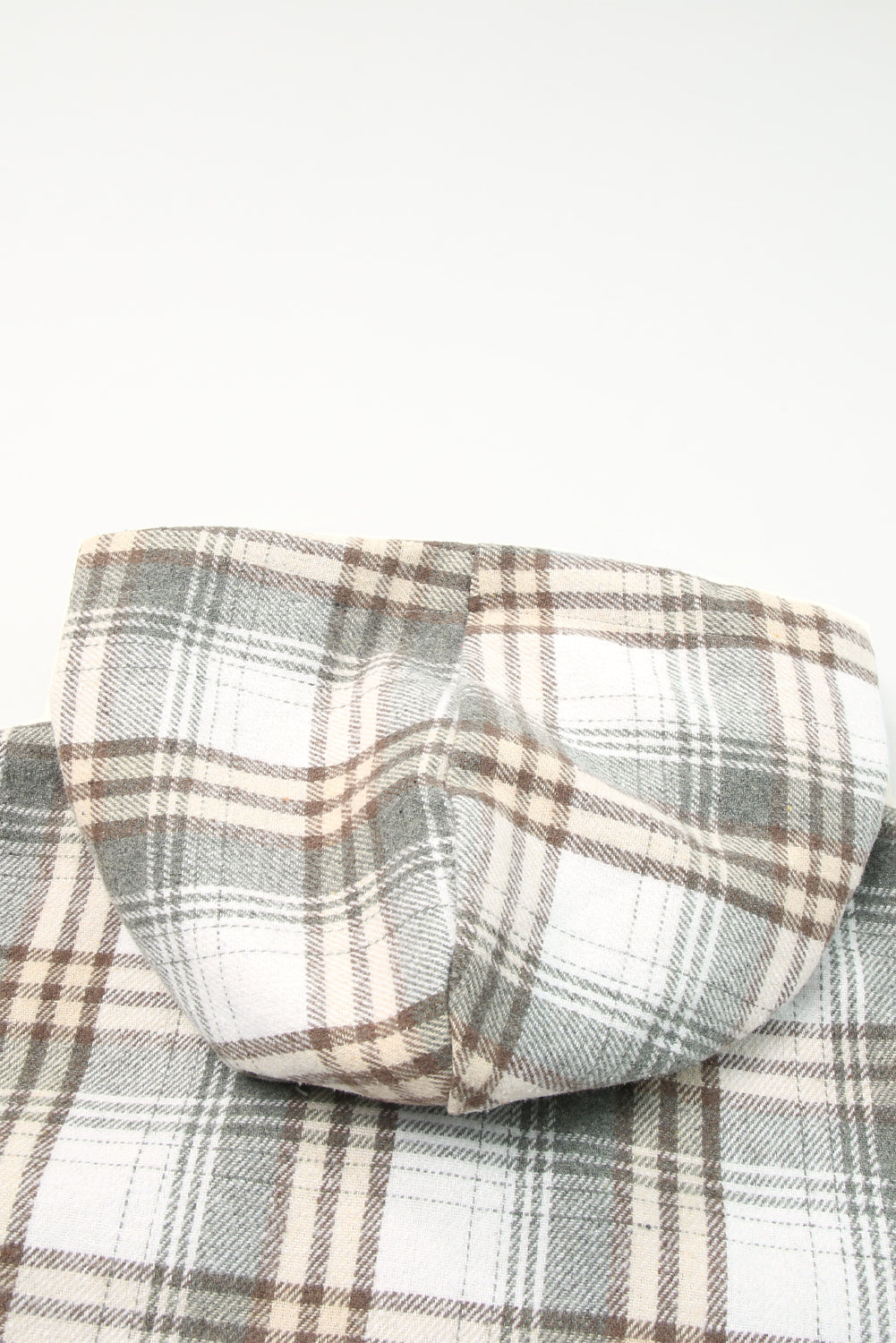 Plaid Pattern Sherpa Lined Hooded Shacket