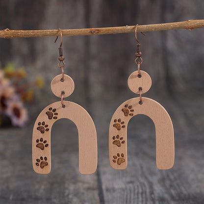 Boucles d'oreilles en bois de forme géométrique