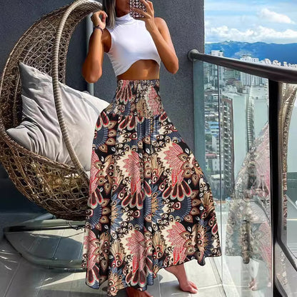 Vestido holgado todo fósforo con estampado de cintura alta para mujer