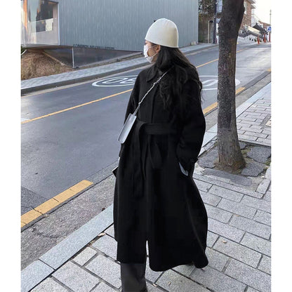 Dongdaemun nuevo otoño e invierno temperamento abrigo de lana largo femenino