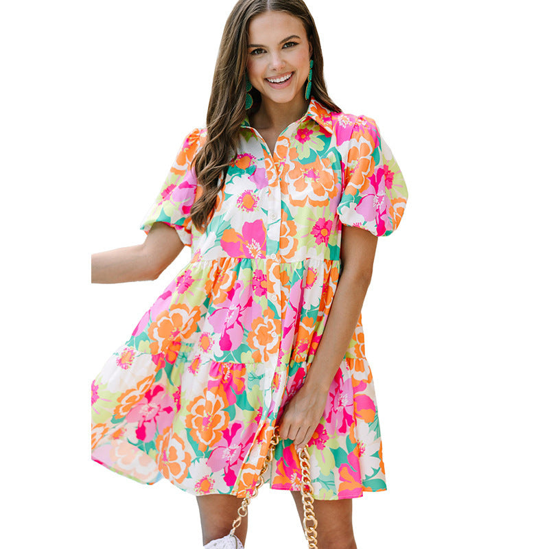 Robe d'été à manches bouffantes et imprimé floral