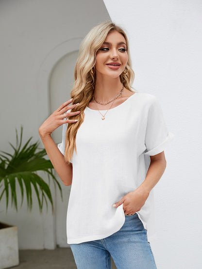 Blusa de manga corta con cuello redondo