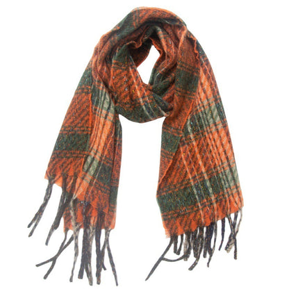 European And American Men's And Women's Plaid Tassel Scarf