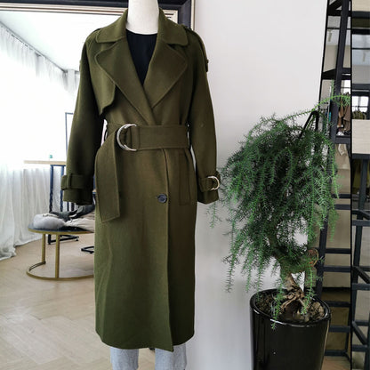 Women's Over-the-knee Over-length Woolen Coat