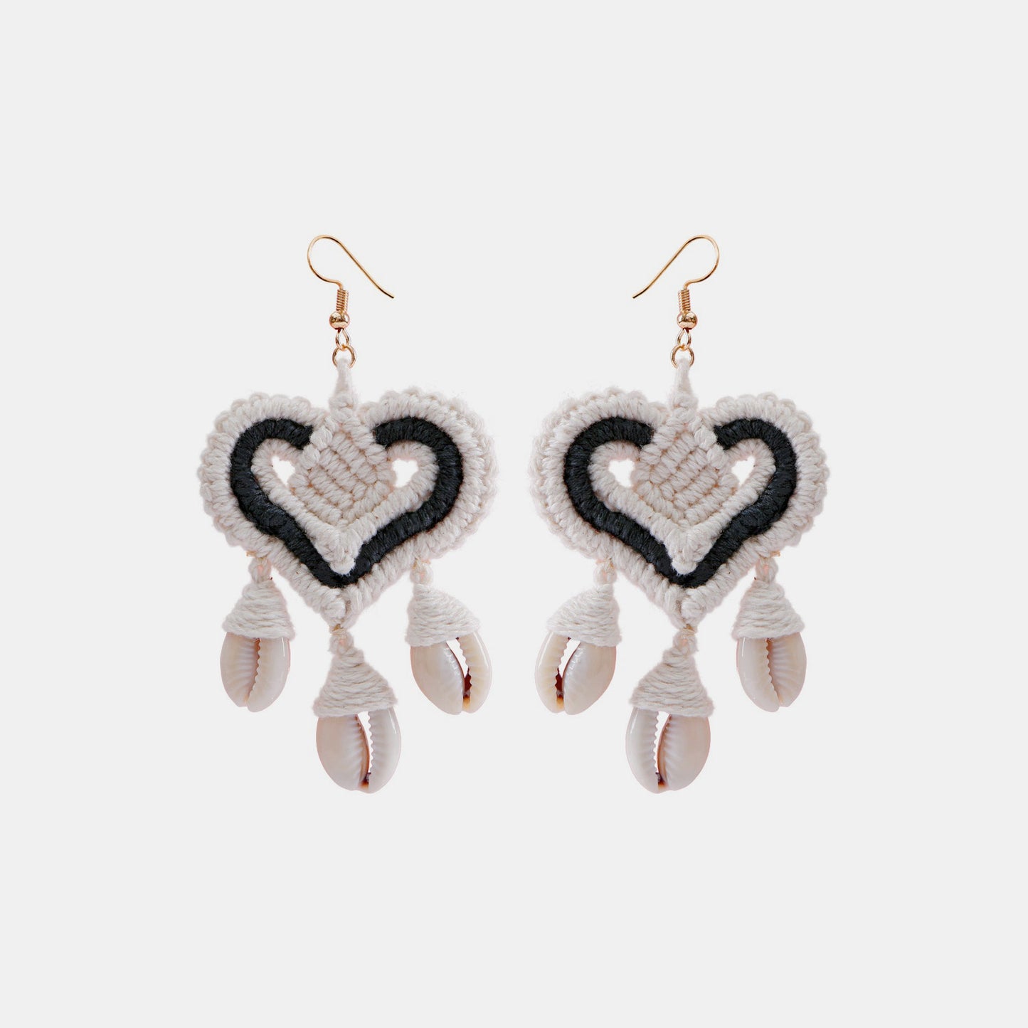 Boucles d'oreilles pendantes en forme de cœur en fil de coton