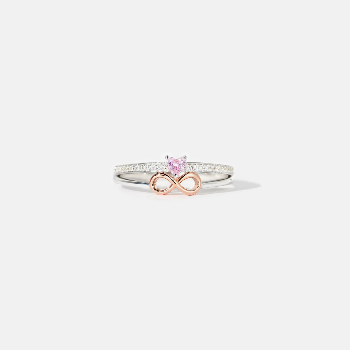 Heart Number 8 Zircon Double-Layered Ring