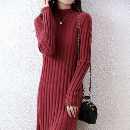 Women's Fashion Mid-length Wool Knitted Dress