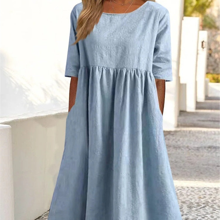 Women's Loose Round Neck Swing Dress