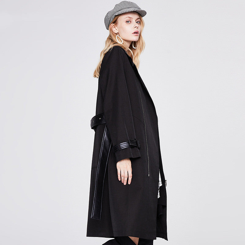 Women's Mid-length High-end Design Contrasting Trench Coat