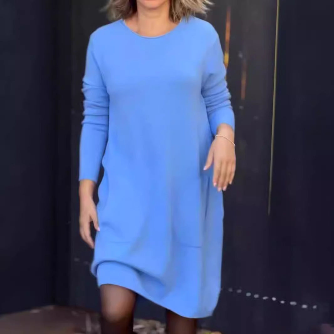 Robe simple en cachemire de couleur unie