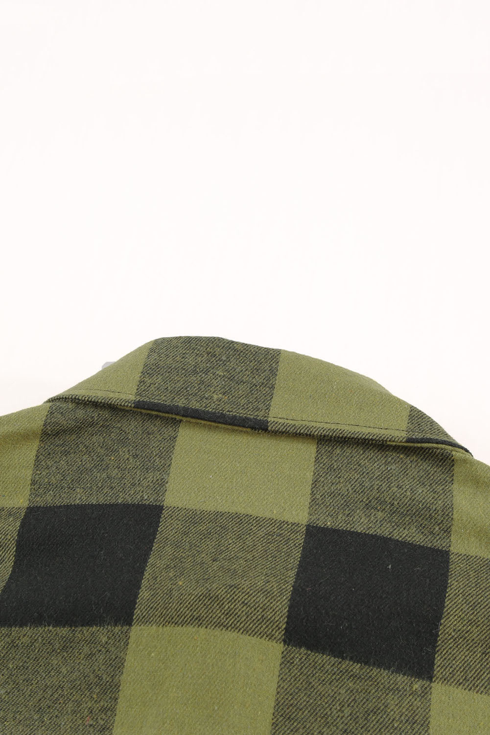 Green Turn-down Collar Plaid Shirt Coat