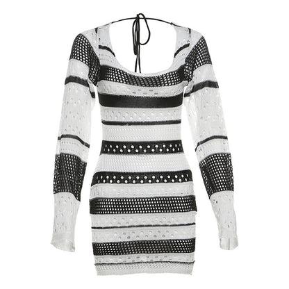 European And American Knitted Striped Dress Women