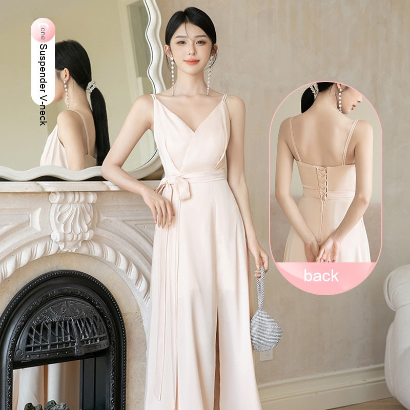 Champagne Satin Bridesmaid Dress For Women