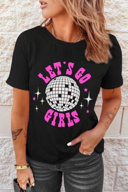 Camiseta gráfica informal negra Lets Go Girls Disco