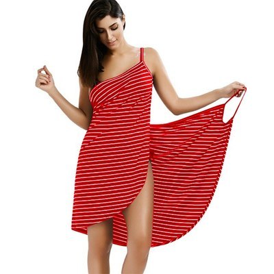 Robe de plage sexy explosive, robe de vacances, robe à bretelles rayée