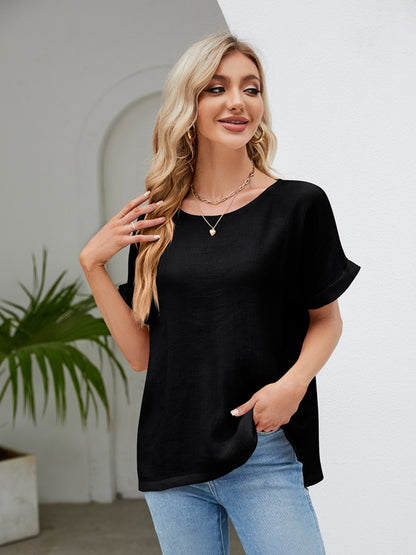 Blusa de manga corta con cuello redondo