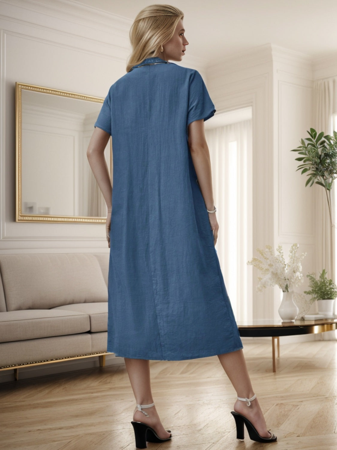 Robe mi-longue à manches courtes et surplis